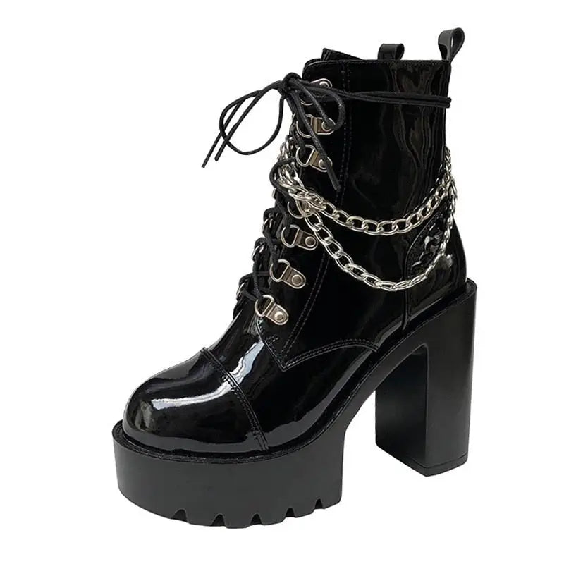 Y2k patent leather boots for any weather - black / us4.5 - women shoes