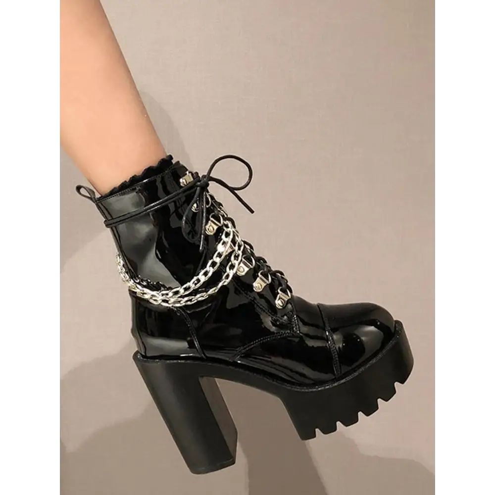 Y2k patent leather boots for any weather - women shoes