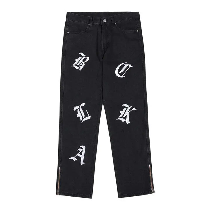 Jeans y2k à imprimé noir - style streetwear incontournable - noir / s
