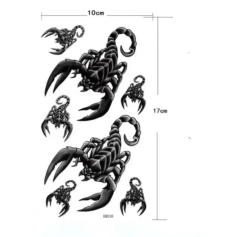 Black scorpion arm tattoo sticker - temporary waterproof art