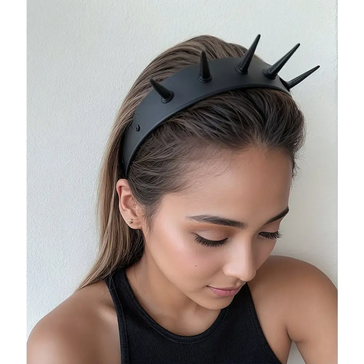 Black spike goth hairband for fierce individuality and style