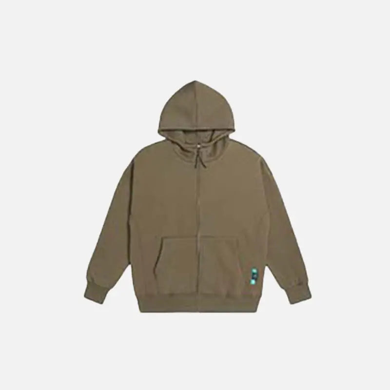 Blank zip-up hoodie y2k - khaki / m - hoodies