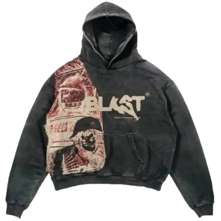 Blast hoodie y2k - washed black / m