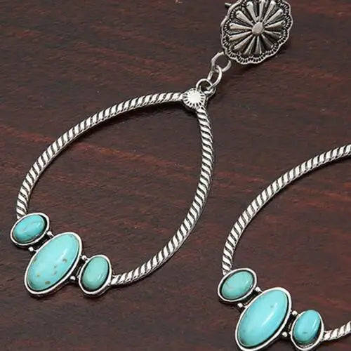 Boho chic turquoise teardrop earrings