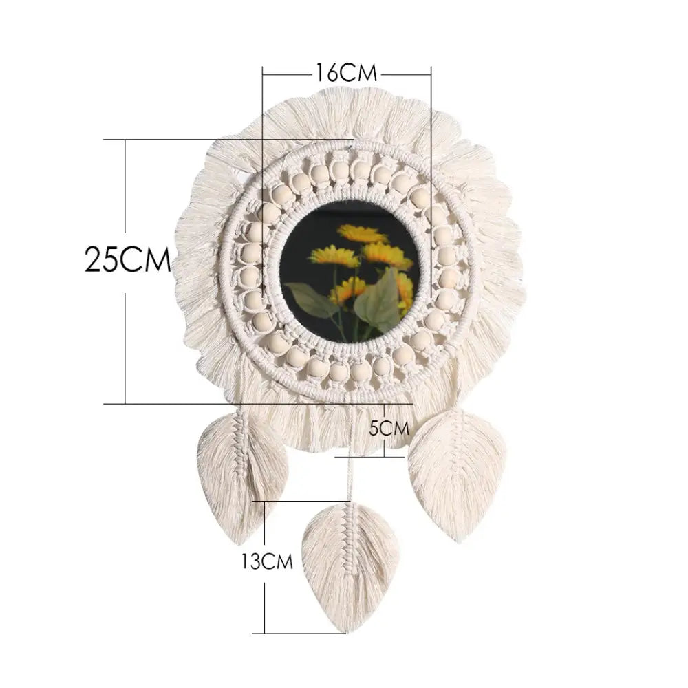 Boho style decorative macrame wall mirror for aesthetic bedrooms