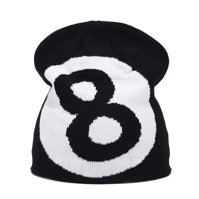 Bonnet 8 ball beanies y2k - noir-blanc