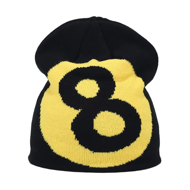 Bonnet 8 ball beanies y2k - noir-jaune