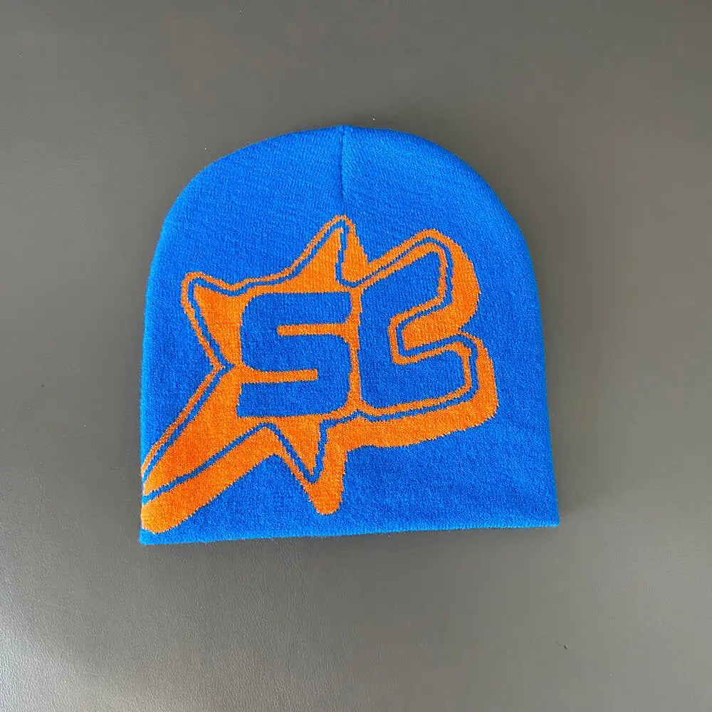 Bonnet grunge y2k - bleu/orange