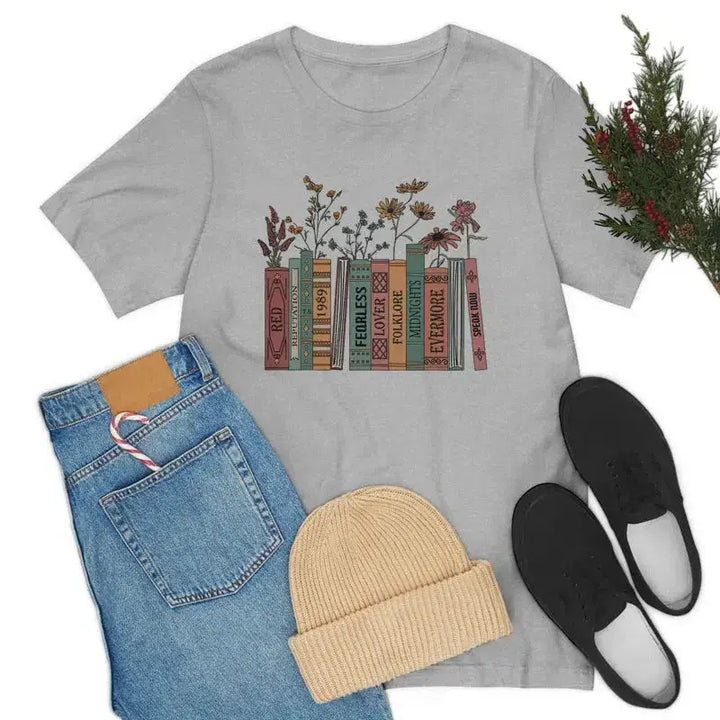 Books & flowers tee - gray / s