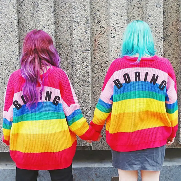 Boring rainbow cardigan - free size / multicolor - t-shirts