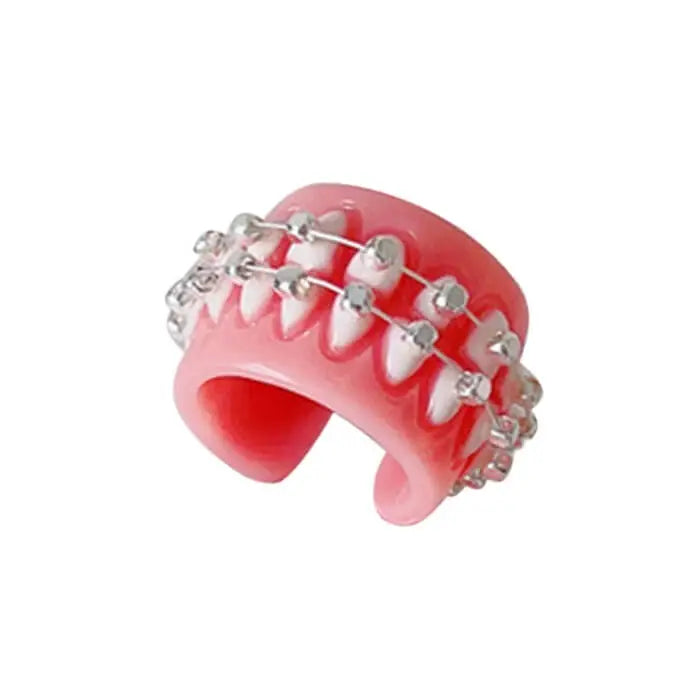 Braces teeth ring - adjustable / pink - ring