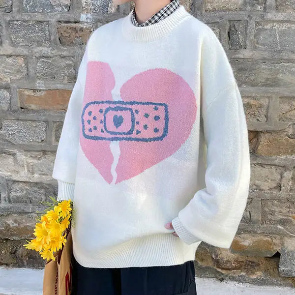 Broken heart knit sweater y2k style apparel and accessories