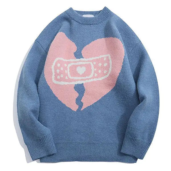 Broken heart knit sweater y2k style apparel and accessories