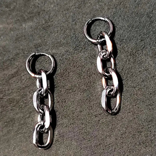 Broken times chain earrings - standart / silver - earrings