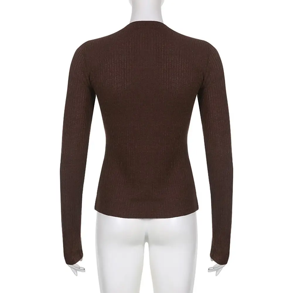 Brown casual fashion knit sweater