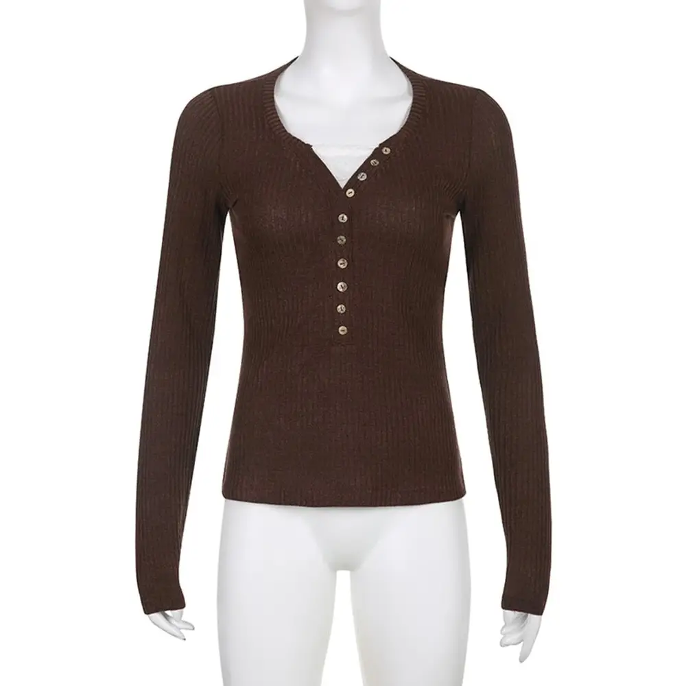 Brown casual fashion knit sweater