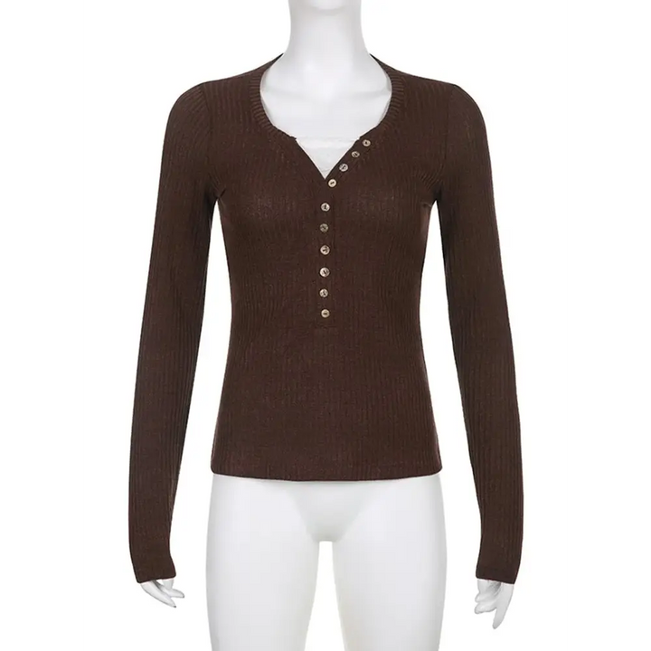 Brown casual fashion knit sweater