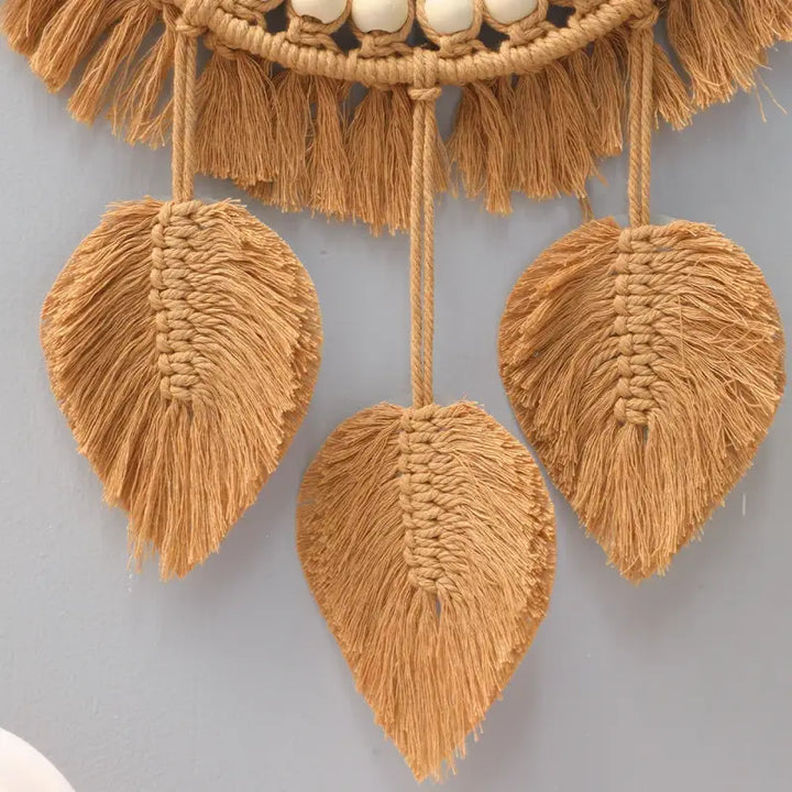 Brown macrame mirror for a bohemian touch to your space