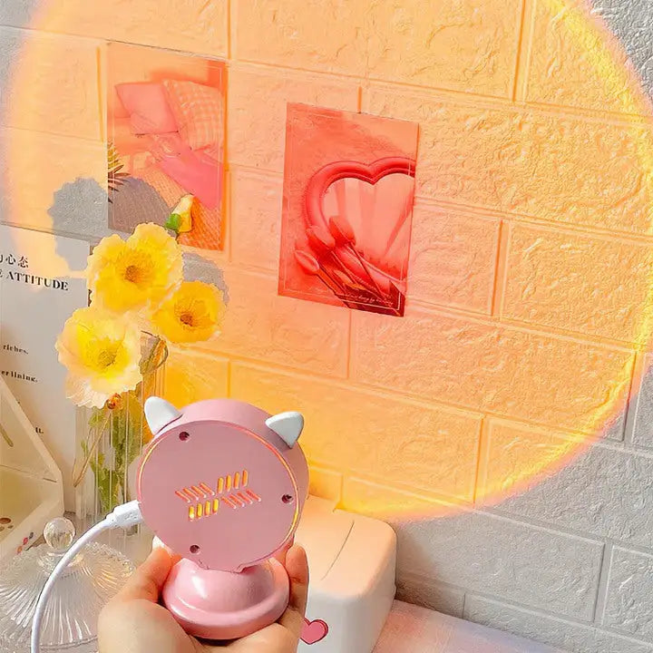 Bunny ears sunset projector for aesthetic bedroom decor