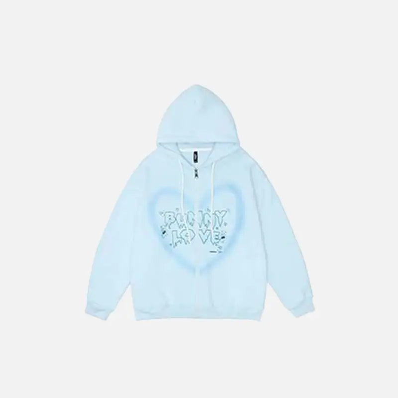 Bunny love hoodie y2k - sky blue / m - hoodies