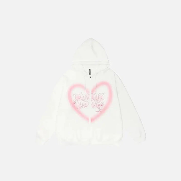 Bunny love hoodie y2k - white / m - hoodies