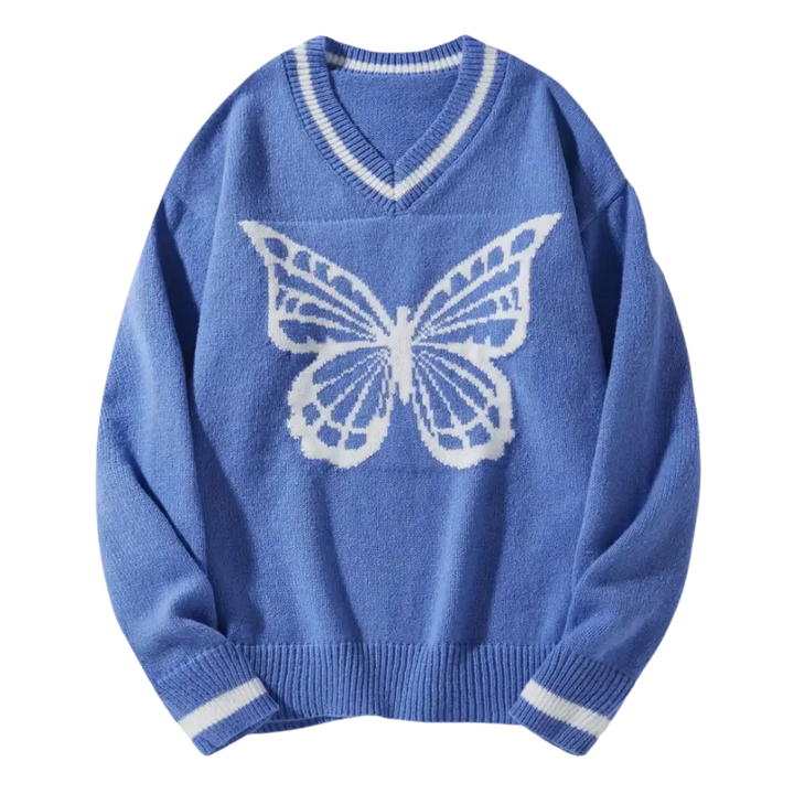 Butterfly 400gsm sweater persian blue y2k - s