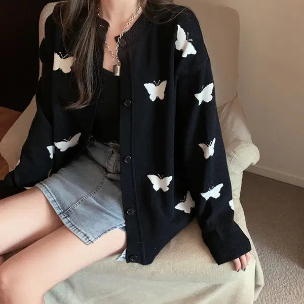 Butterfly cardigan - free size / black