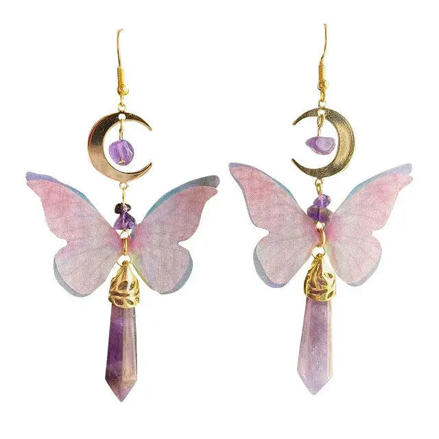 Y2k purple emperor butterfly earrings for unique aesthetic style - standart / earrings