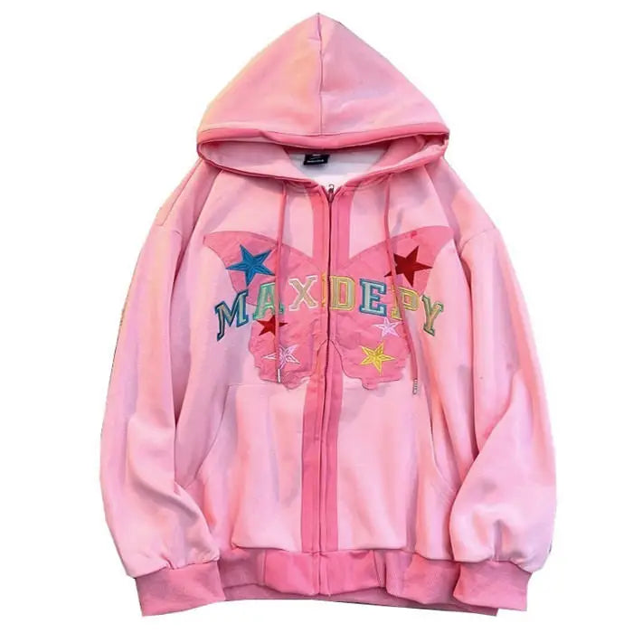 Y2k full zip jacket in various sizes - m / pink - hoodie