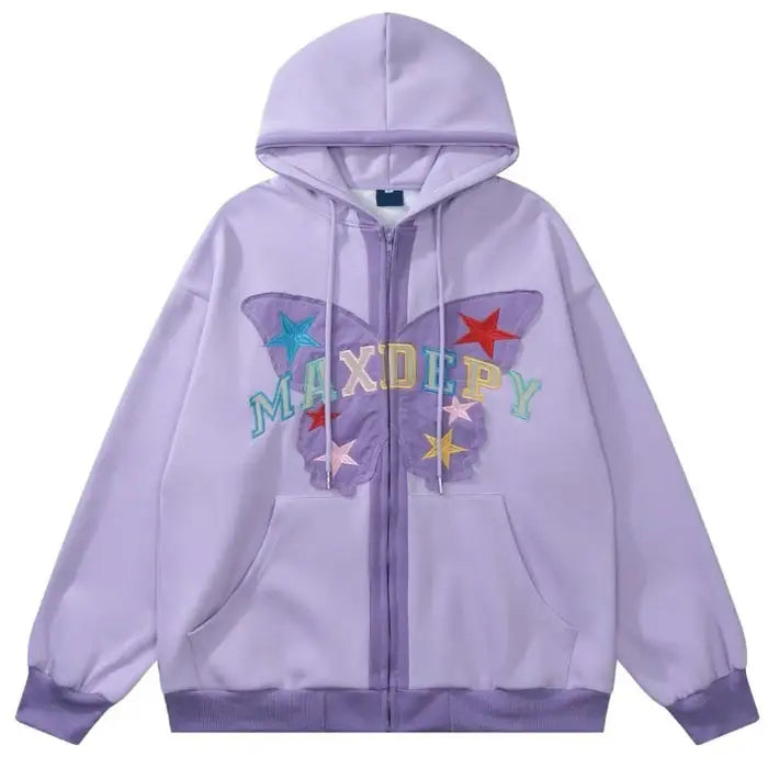 Y2k full zip jacket in various sizes - m / purple - hoodie