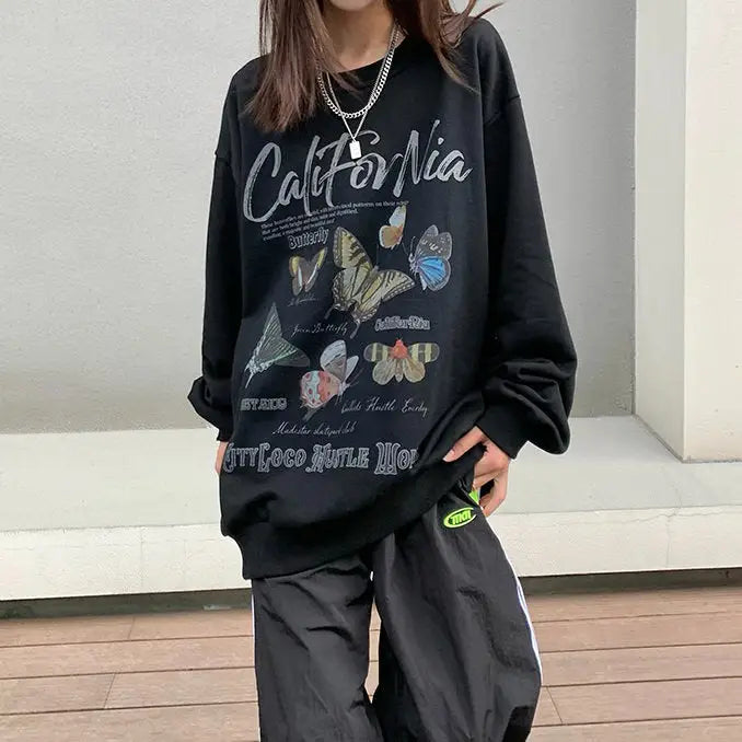 Butterfly print aesthetic sweatshirt - hoodie