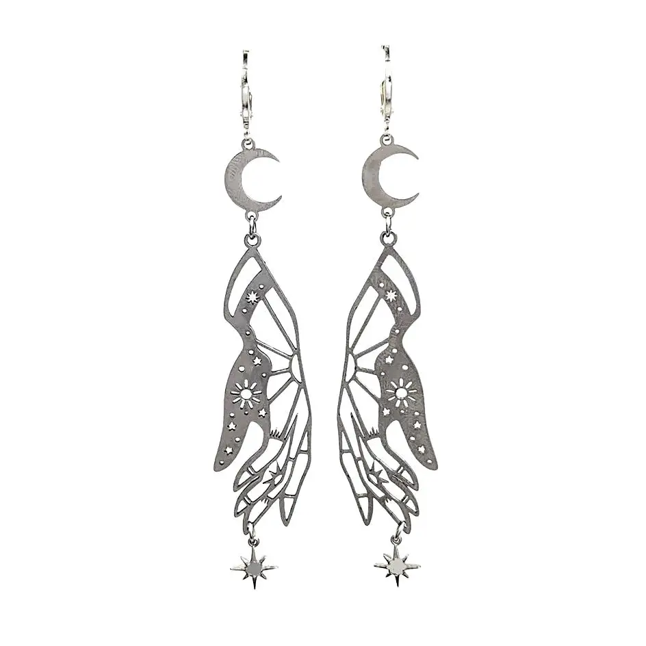 Butterfly wing moon apparel and accessories collection - standart / silver - earrings