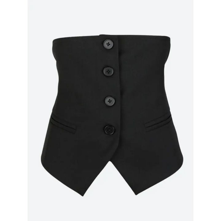 Y2k black corset top with button-up design and structured fit