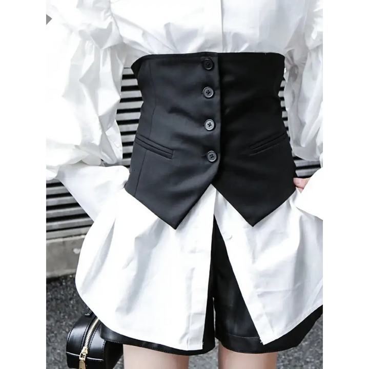 Y2k black corset top with button-up design and structured fit