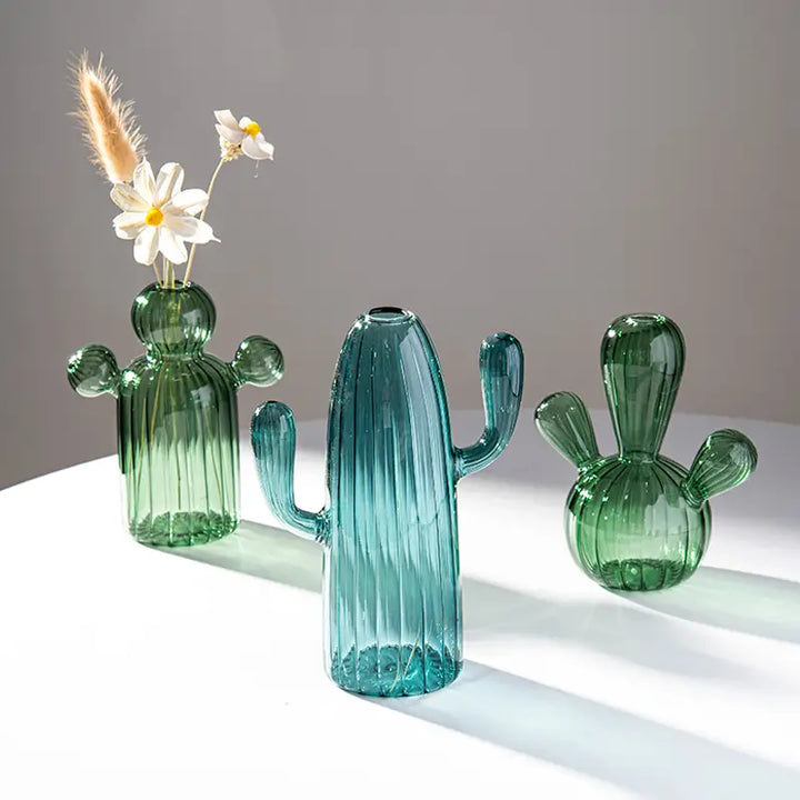 Cactus transparent vase for aesthetic room decor