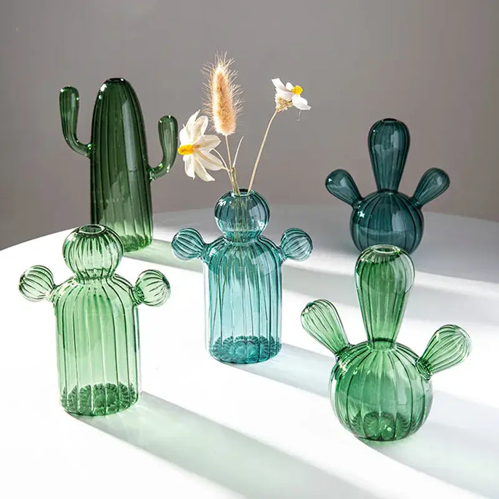 Cactus transparent vase for aesthetic room decor