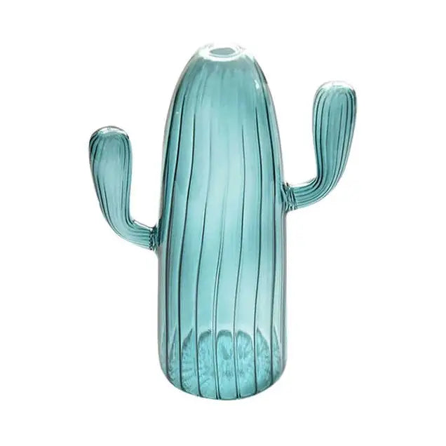 Cactus transparent vase for aesthetic room decor - blue