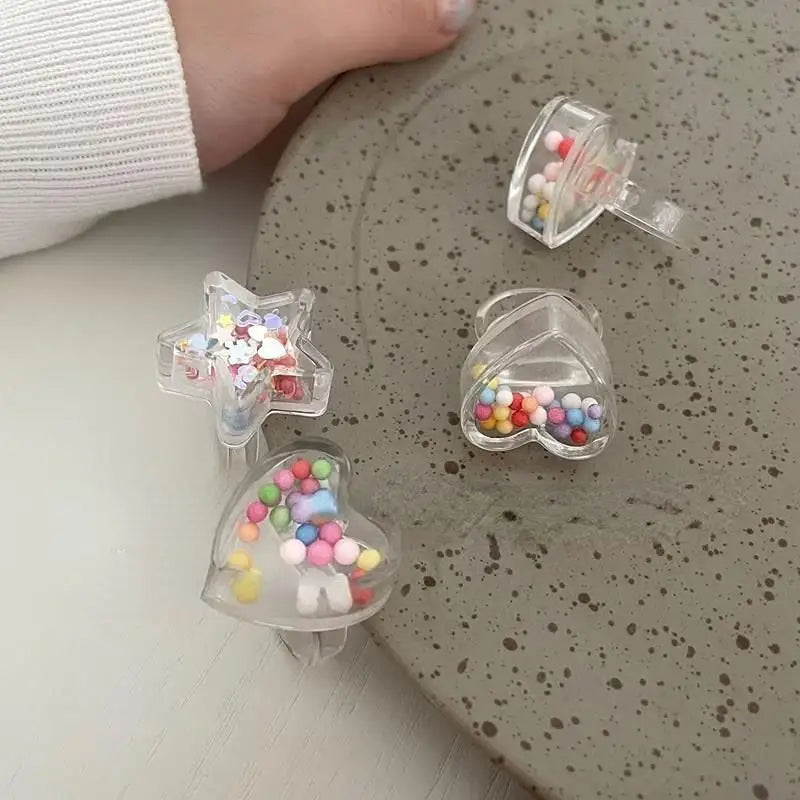 Cute candy beads clear rings for a fun style boost - ring