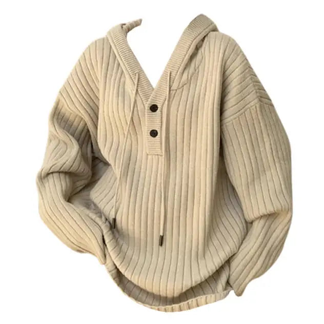 Beige knit hoodie with button-up closure for y2k style - s / hoodies