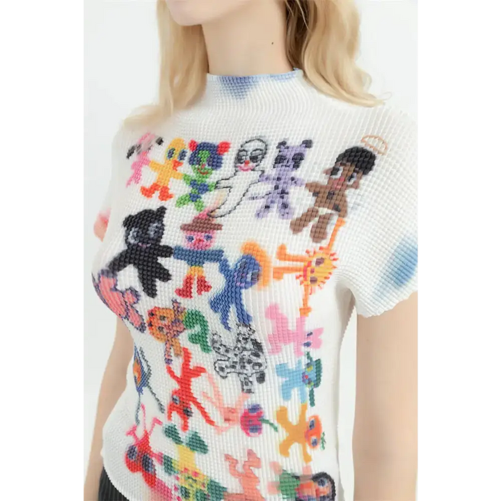 Cartoon figures printed top for playful and quirky style - white / one size