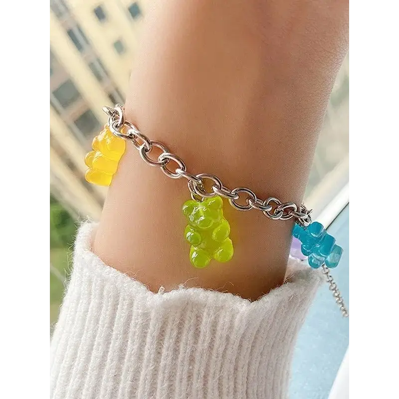 Cartoon rainbow candy bear bracelet - one size