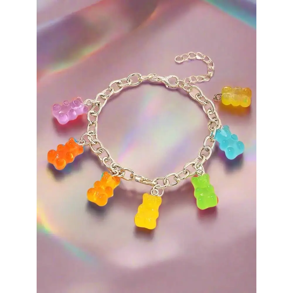 Cartoon rainbow candy bear bracelet - one size