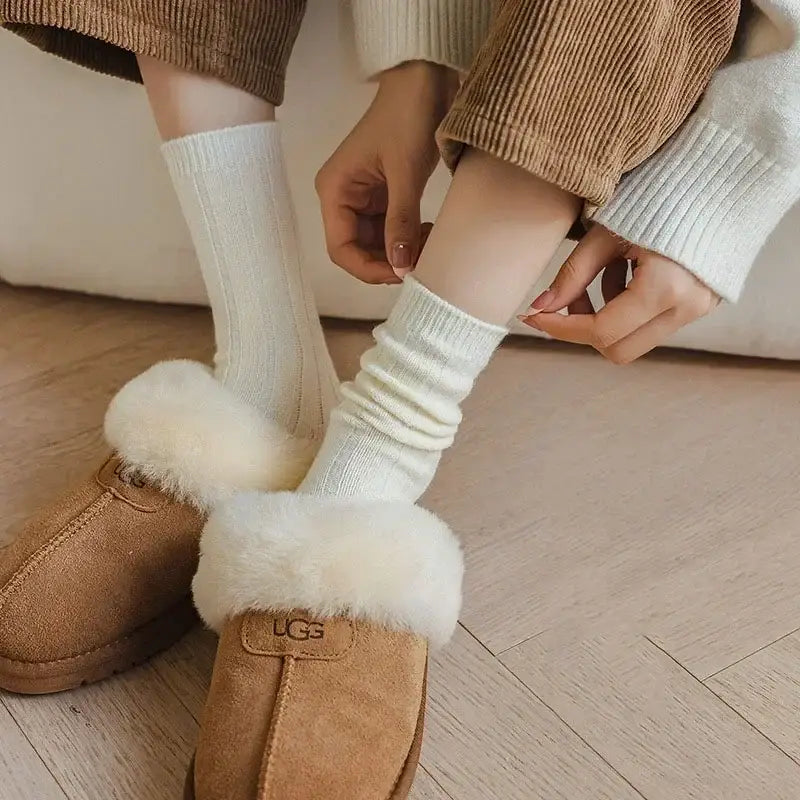Cashmere wool solid color socks y2k