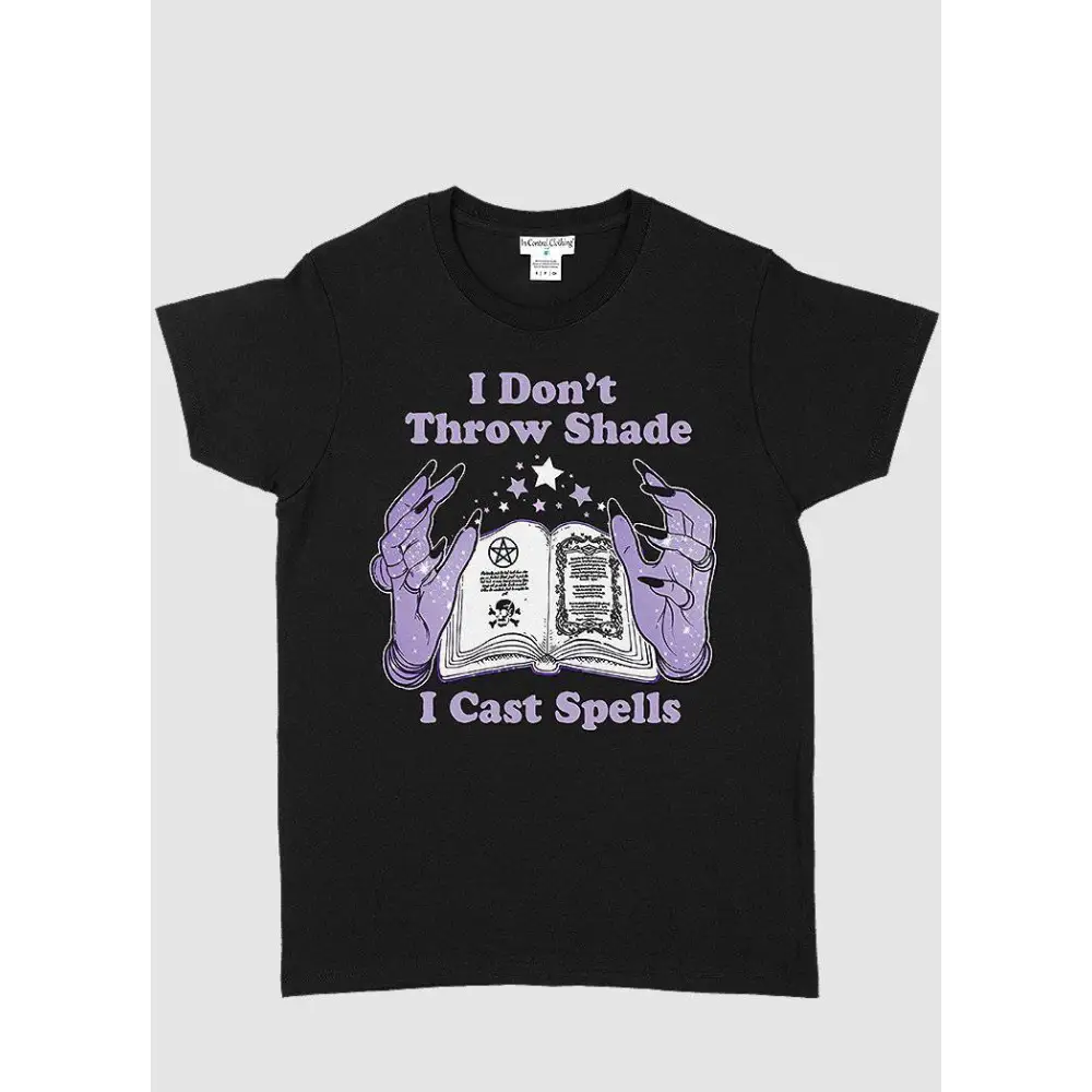 Casting spells graphic t-shirt - s / black - women plus size tshirt