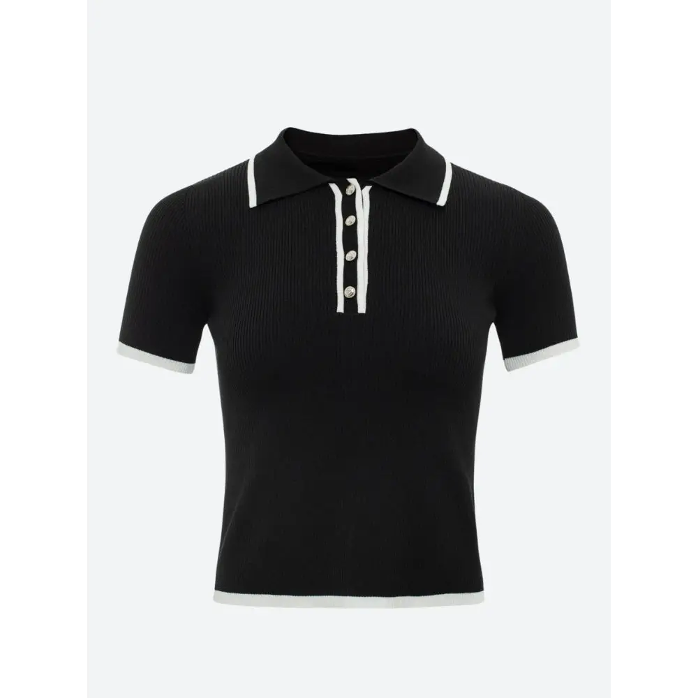 Refined slim fit polo with contrast trim for effortless elegance - black / s - top