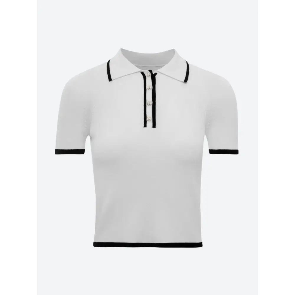 Refined slim fit polo with contrast trim for effortless elegance - white / s - top