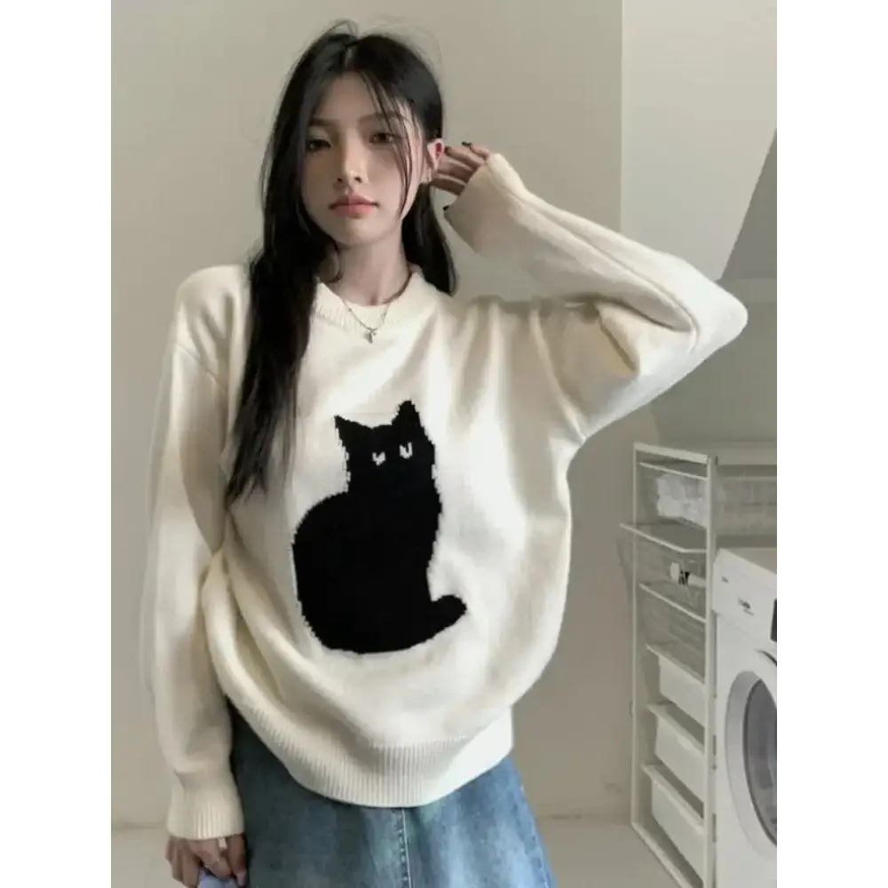 Cat sweater - white / one size