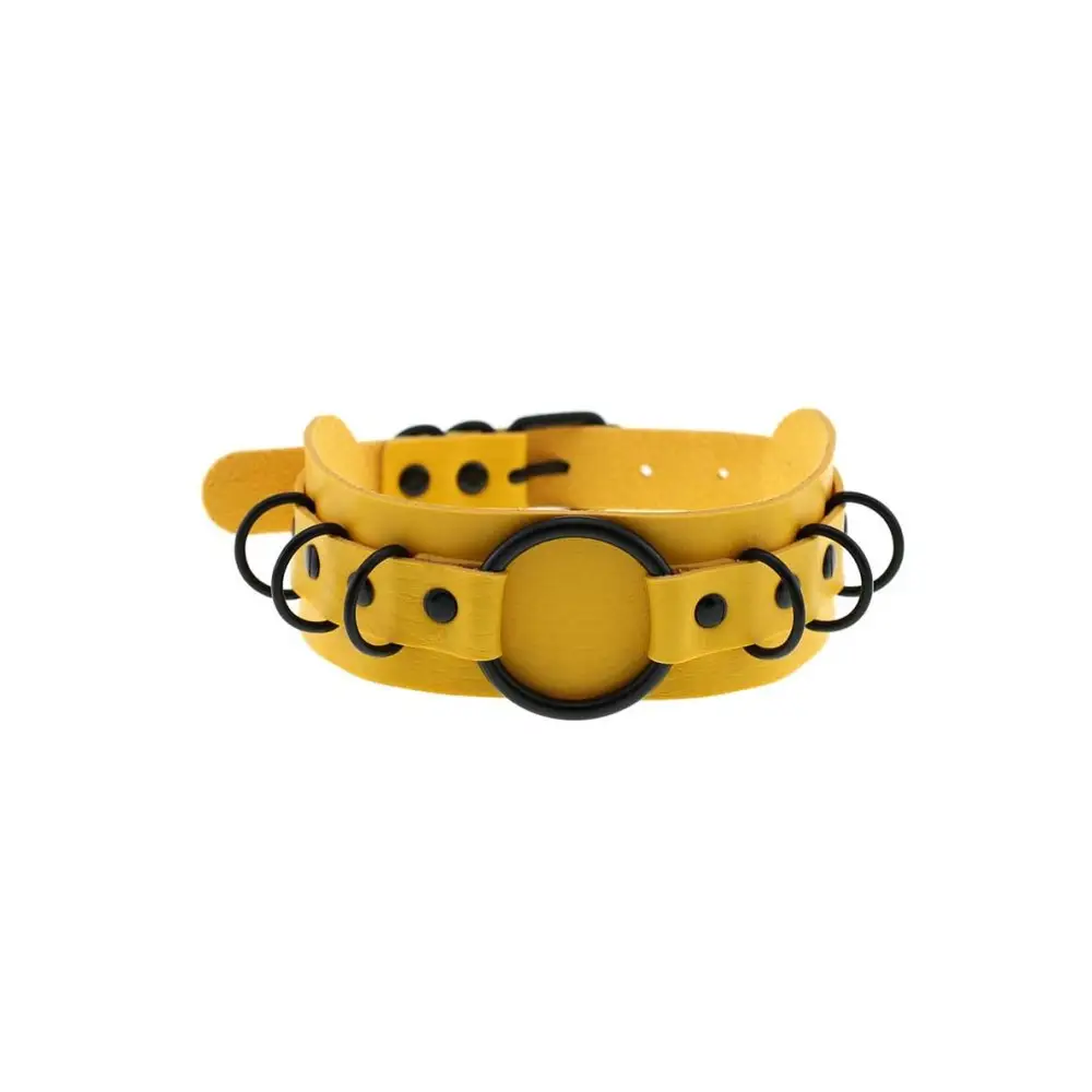 Caution yellow cyberpunk choker necklace - one size / accessories