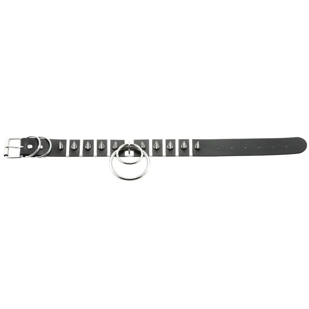 Center stage metal o-ring choker necklace in pu leather - accessories