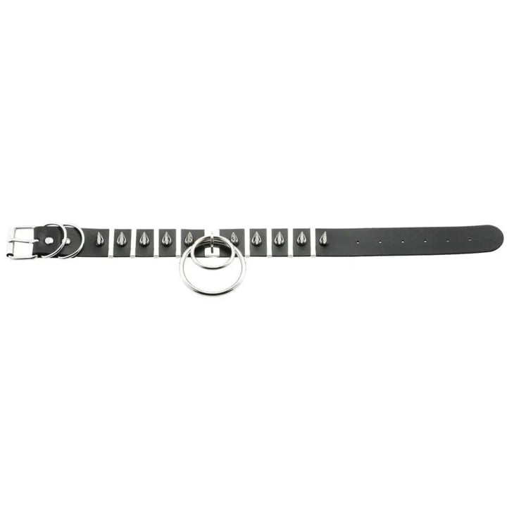 Center stage metal o-ring choker necklace in pu leather - accessories